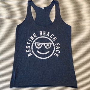 Resting beach face tank top, size small, NWOT